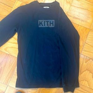 Kith Crewneck blacked out box logo thick shirt long sleeve
